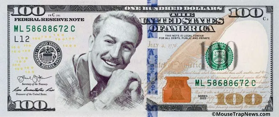 Walt Disney $100 Bill
