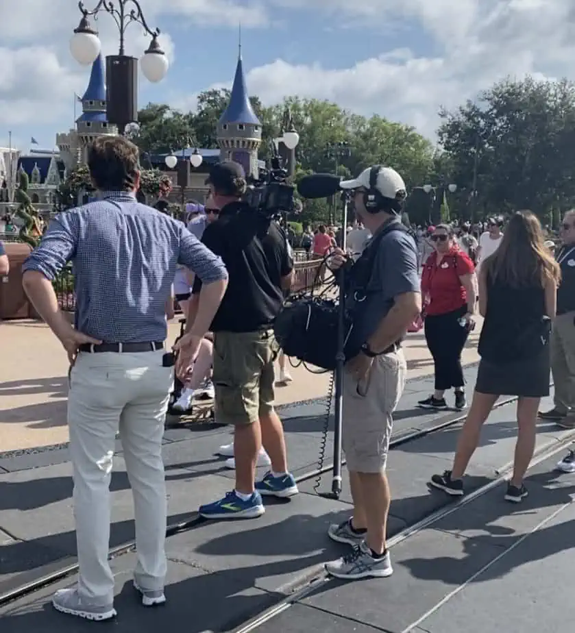 Film crews seen inside Disney World, filming Sharknado 7