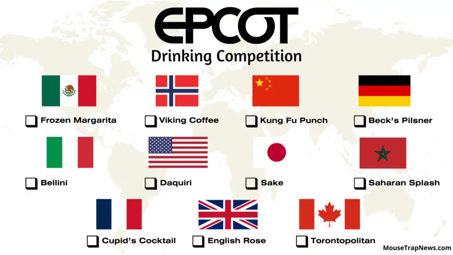 A look at EPCOT Drinking Around the World competition card