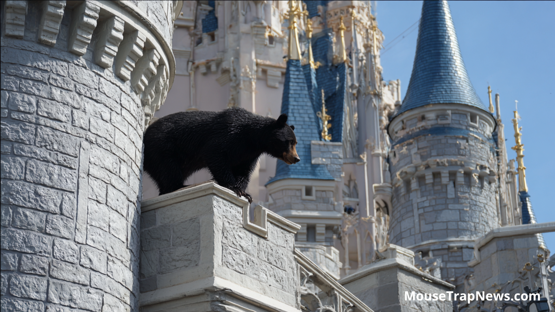 BREAKING: Black Bear Spotted Climbing Cinderella Castle